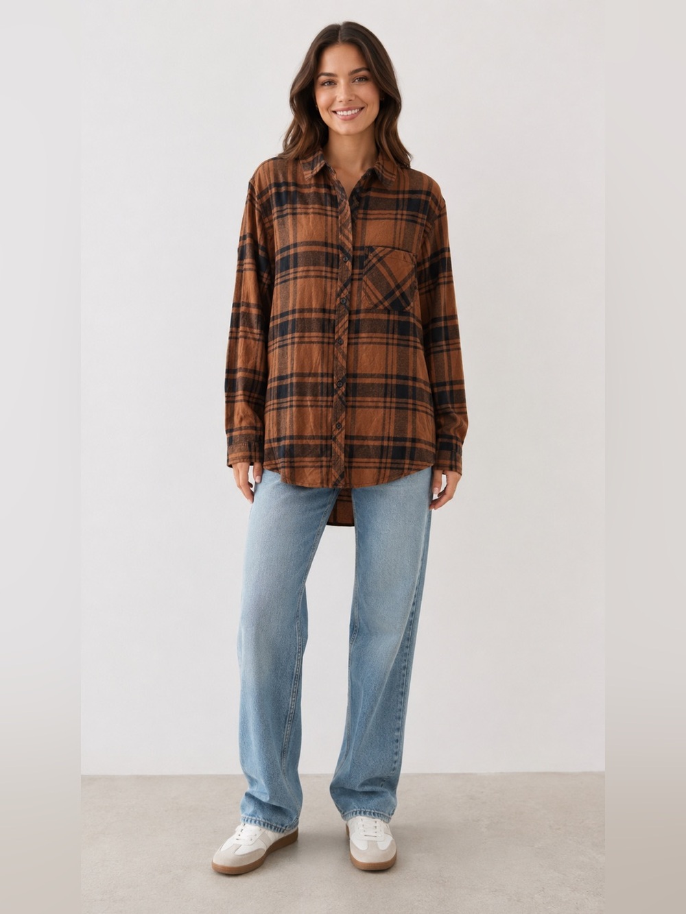 GAP Women's Sz‎ M Long Sleeve Button Down Relaxed Fit Flannel Plaid Shirt